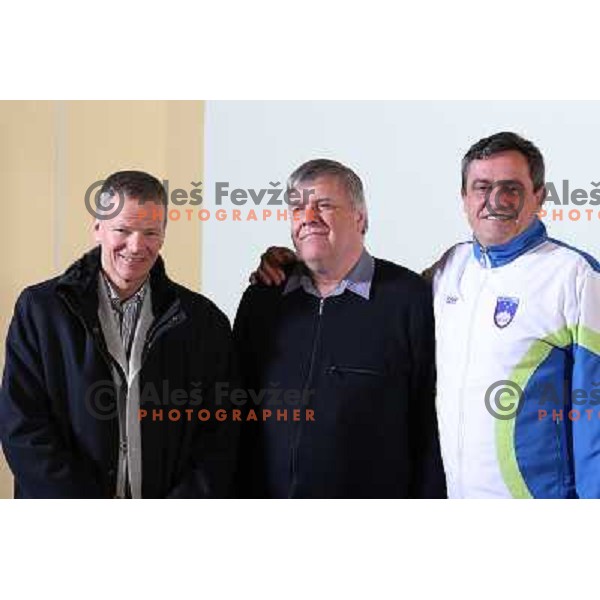 Tone Jagodic, Emil Muri, Ljubomir Milicevic at Press conference of Slovenia Special Olympics team in hotel Mons, Ljubljana on January 24, 2013 before departure to World Winter Games in PyeongChang 2013 in South Korea. 
