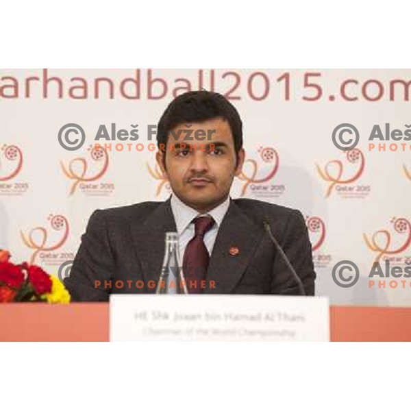 Sheikh Joaan bin Hamad Al Thani of Qatar Handball 2015 at press conference before semifinal matches at Handball World Championships 2013 in Barcelona, Spain on January 24, 2013 