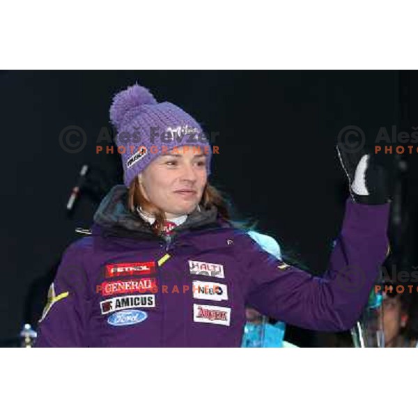 Tina Maze of Slovenia during official draw of starting numbers for FIS Audi World Cup Alpine skiing Giant Slalom in Maribor, Slovenia on January 25, 2013 