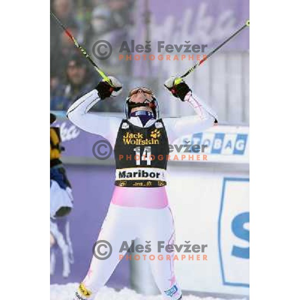 Lindsey Vonn of USA, winner of Audi FIS SKI World Cup Giant Slalom in Maribor, Slovenia on January 26, 2013 
