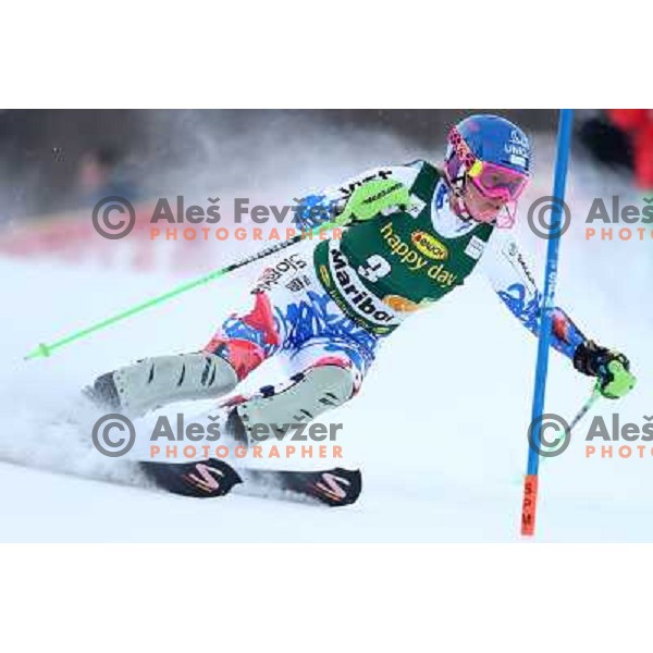 Veronika Velez Zuzulova (SVK) skiing in first run of Audi FIS Ski World Cup slalom for 49.Golden Fox Trophy-Zlata Lisica in Maribor, Slovenia in January 27, 2013 