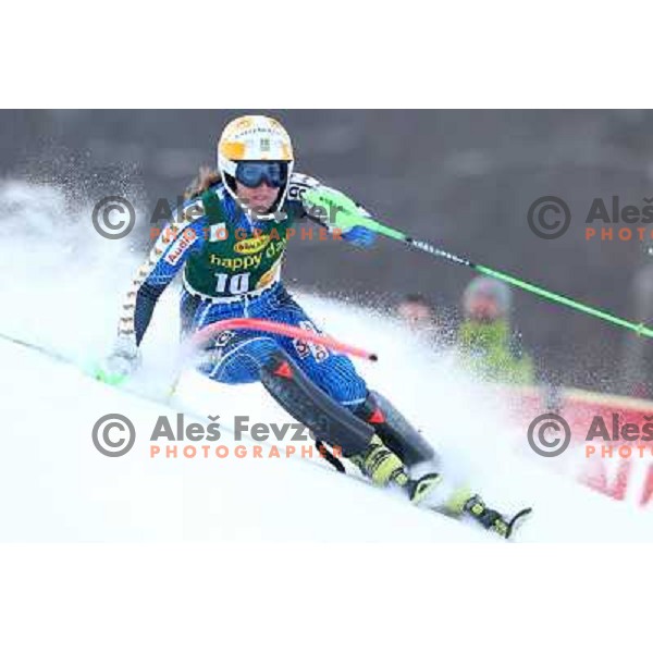 Therese Borseen (SWE) skiing in first run of Audi FIS Ski World Cup slalom for 49.Golden Fox Trophy-Zlata Lisica in Maribor, Slovenia in January 27, 2013 