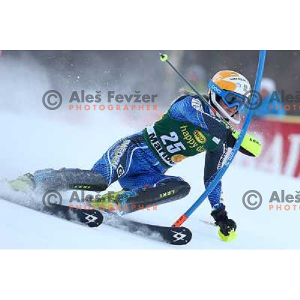 Emelie Wikstroem (SWE) skiing in first run of Audi FIS Ski World Cup slalom for 49.Golden Fox Trophy-Zlata Lisica in Maribor, Slovenia in January 27, 2013 