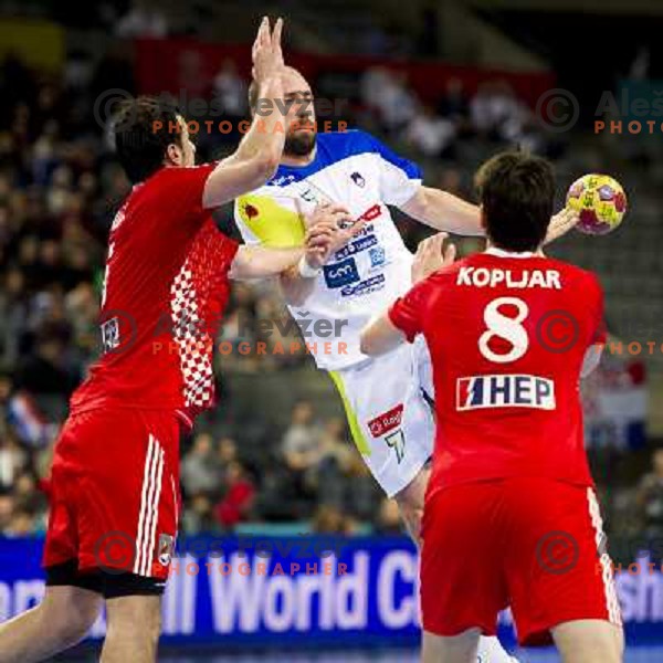 Vid Kavticnik of Slovenia in action during bronze match between Slovenia and Croatia at Handball World Championships 2013 in Barcelona, Spain on January 26, 2013 