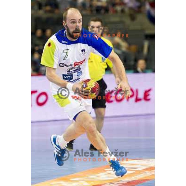 Vid Kavticnik of Slovenia in action during bronze match between Slovenia and Croatia at Handball World Championships 2013 in Barcelona, Spain on January 26, 2013 