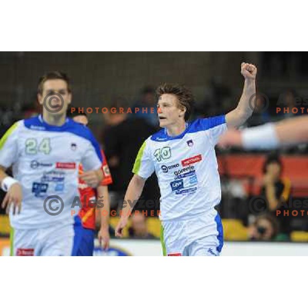 Jure Dolenec of Slovenia in action during semi-final match between Slovenia and Spain at Handball World Championships 2013 in Barcelona, Spain on January 25, 2013 