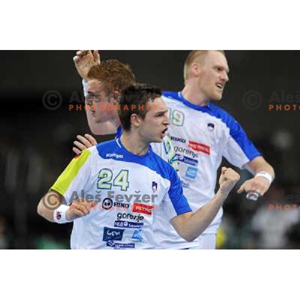 Gasper Marguc of Slovenia in action during semi-final match between Slovenia and Spain at Handball World Championships 2013 in Barcelona, Spain on January 25, 2013 