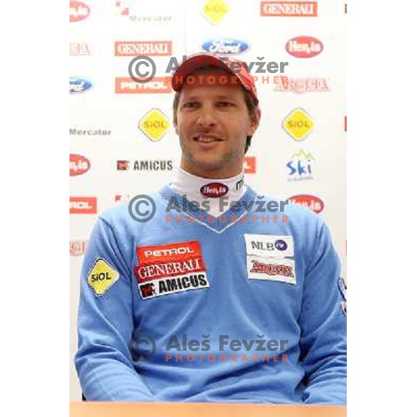Andrej Jerman, best slovenian downhill skier announced ending of his racing career at press conference in Ljubljana on January 28, 2012 