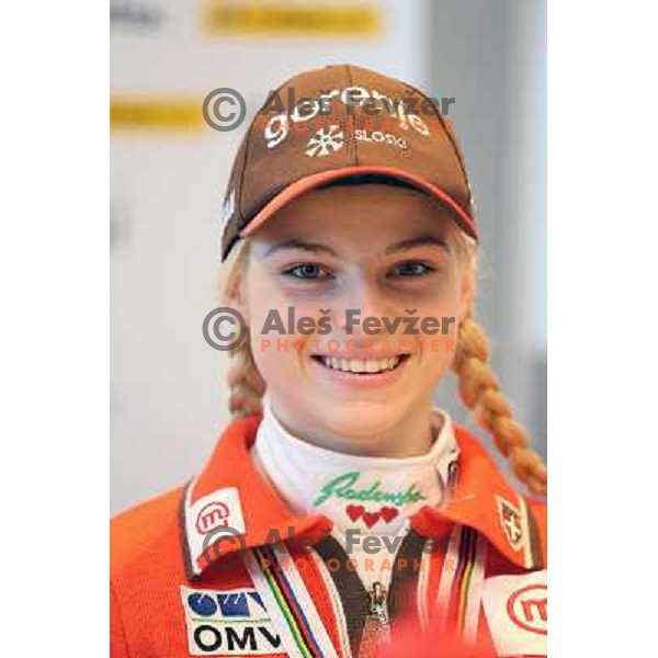 Spela Roglej of Slovenia Nordic Ski jumping team at press conference in Ljubljana on January 29, 2013 