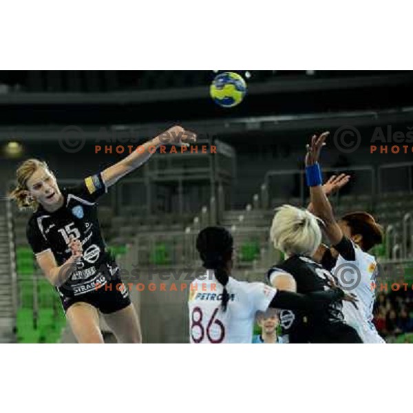 Barbara Lazovic of Krim Mercator in action during handball match Krim Mercator - Oltchim Valcea in EHF Women\'s Champion league, played in Arena Stozice, Ljubljana, Slovenia on February 10, 2013 