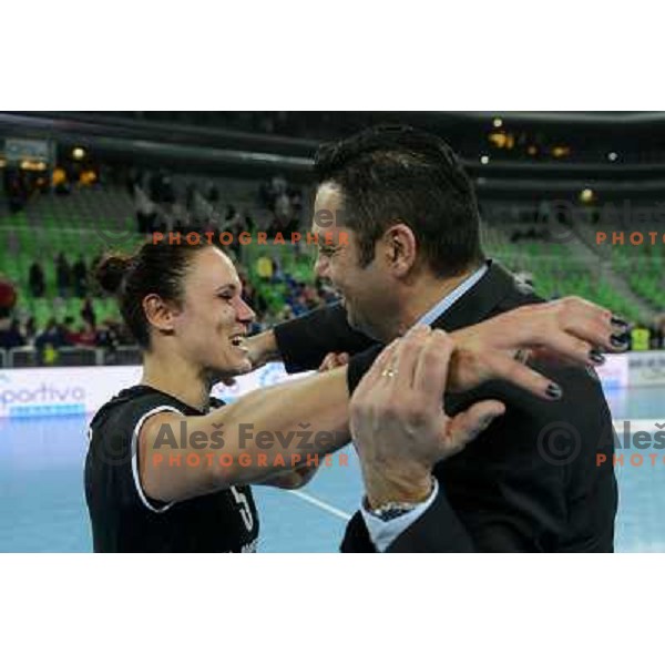 Olivida Piedade of Krim Mercator in action during handball match Krim Mercator - Oltchim Valcea in EHF Women\'s Champion league, played in Arena Stozice, Ljubljana, Slovenia on February 10, 2013 