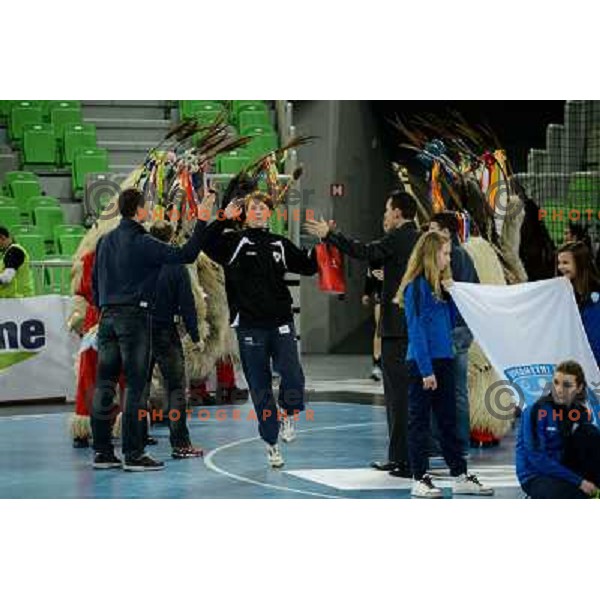 Sergeja Stefanisin of Krim Mercator in action during handball match Krim Mercator - Oltchim Valcea in EHF Women\'s Champion league, played in Arena Stozice, Ljubljana, Slovenia on February 10, 2013 