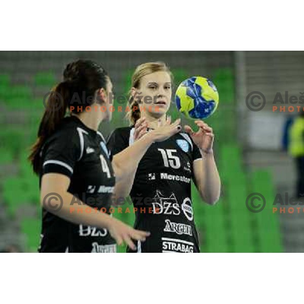 Barbara Lazovic of Krim Mercator in action during handball match Krim Mercator - Oltchim Valcea in EHF Women\'s Champion league, played in Arena Stozice, Ljubljana, Slovenia on February 10, 2013 