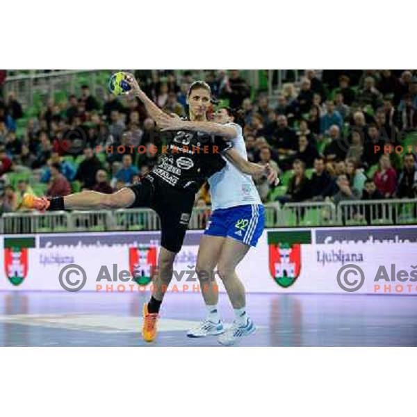 Andrea Penezic of Krim Mercator in action during handball match Krim Mercator - Oltchim Valcea in EHF Women\'s Champion league, played in Arena Stozice, Ljubljana, Slovenia on February 10, 2013 