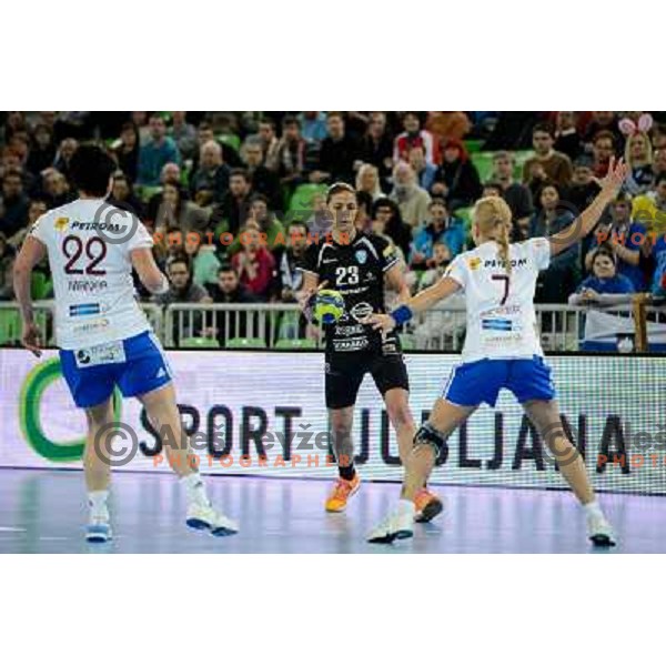 Andrea Penezic of Krim Mercator in action during handball match Krim Mercator - Oltchim Valcea in EHF Women\'s Champion league, played in Arena Stozice, Ljubljana, Slovenia on February 10, 2013 