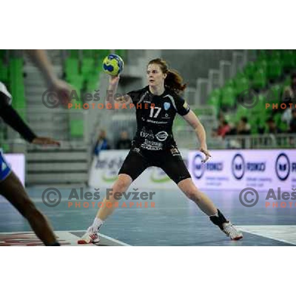 Linne Torstensson of Krim Mercator in action during handball match Krim Mercator - Oltchim Valcea in EHF Women\'s Champion league, played in Arena Stozice, Ljubljana, Slovenia on February 10, 2013 