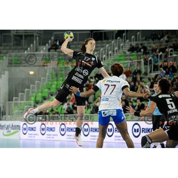 Linne Torstensson of Krim Mercator in action during handball match Krim Mercator - Oltchim Valcea in EHF Women\'s Champion league, played in Arena Stozice, Ljubljana, Slovenia on February 10, 2013 