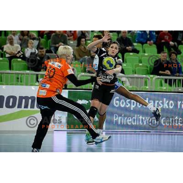 Carmen Martin of Krim Mercator in action during handball match Krim Mercator - Oltchim Valcea in EHF Women\'s Champion league, played in Arena Stozice, Ljubljana, Slovenia on February 10, 2013 