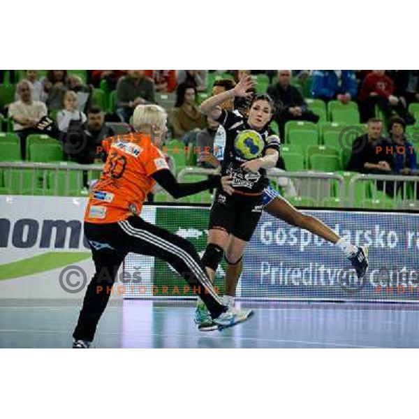 Carmen Martin of Krim Mercator in action during handball match Krim Mercator - Oltchim Valcea in EHF Women\'s Champion league, played in Arena Stozice, Ljubljana, Slovenia on February 10, 2013 