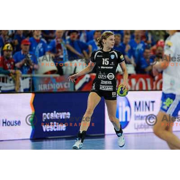 Barbara Lazovic of Krim Mercator in action during handball match Krim Mercator - Oltchim Valcea in EHF Women\'s Champion league, played in Arena Stozice, Ljubljana, Slovenia on February 10, 2013 