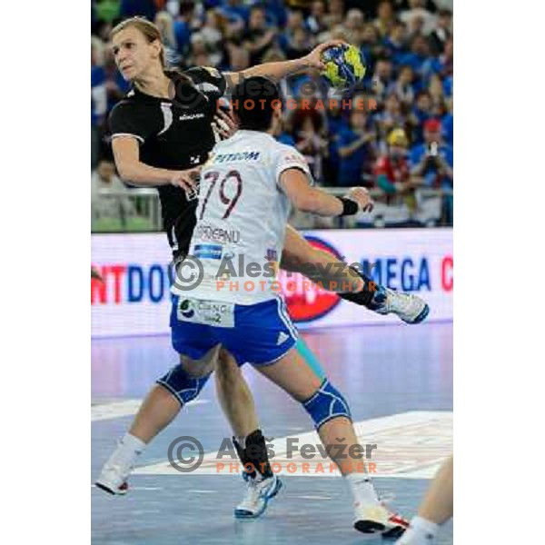 Barbara Lazovic of Krim Mercator in action during handball match Krim Mercator - Oltchim Valcea in EHF Women\'s Champion league, played in Arena Stozice, Ljubljana, Slovenia on February 10, 2013 