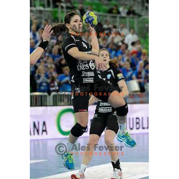 Carmen Martin of Krim Mercator in action during handball match Krim Mercator - Oltchim Valcea in EHF Women\'s Champion league, played in Arena Stozice, Ljubljana, Slovenia on February 10, 2013 