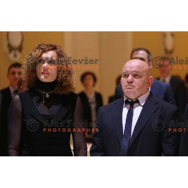 Petra Majdic, Marjan Fabjan during Annual Bloudek Prizes, event in hotel Union, Ljubljana, Slovenia on February 12, 2013 