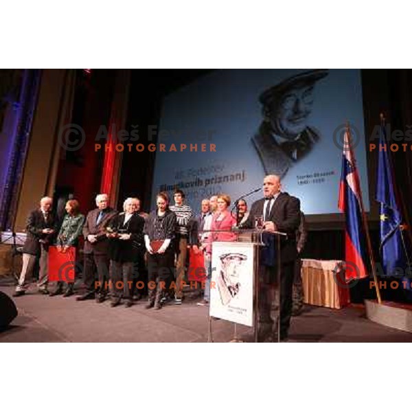 Marjan Fabjan conduct a speech during Annual Bloudek Prizes, event in hotel Union, Ljubljana, Slovenia on February 12, 2013 