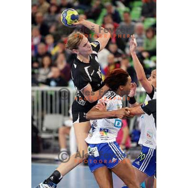 Barbara Lazovic of Krim Mercator in action during handball match Krim Mercator-Oltchim Valcea in EHF Women\'s Champions league, played in Arena Stozice, Ljubljana, Slovenia on February 10, 2013 