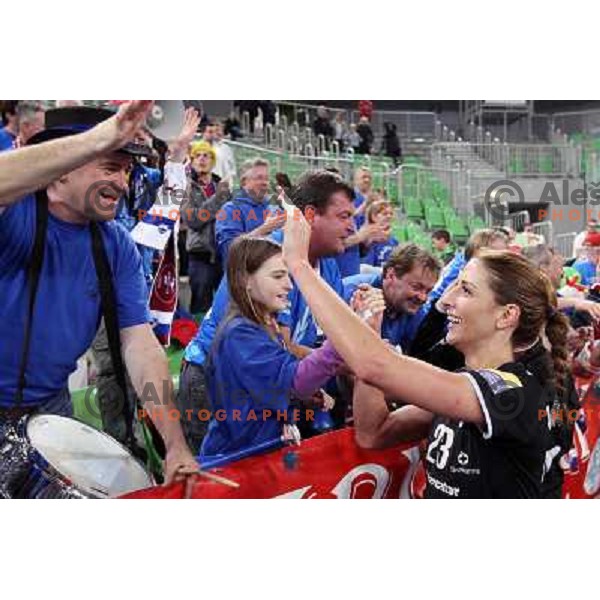 Andrea Penezic of Krim Mercator in action during handball match Krim Mercator-Oltchim Valcea in EHF Women\'s Champions league, played in Arena Stozice, Ljubljana, Slovenia on February 10, 2013 