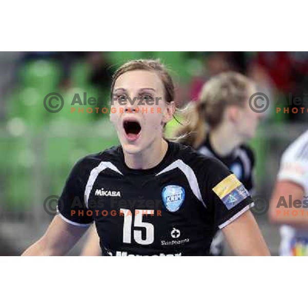 Barbara Lazovic of Krim Mercator in action during handball match Krim Mercator-Oltchim Valcea in EHF Women\'s Champions league, played in Arena Stozice, Ljubljana, Slovenia on February 10, 2013 