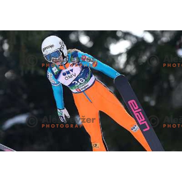 Spela Rogelj of Slovenia during FIS Ski jumping World Cup Ladies competition in Ljubno, Slovenia on February 16, 2013 