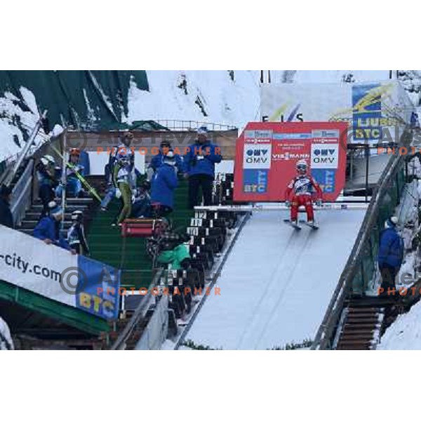 Katja Pozun of Slovenia during FIS Ski jumping World Cup Ladies competition in Ljubno, Slovenia on February 16, 2013 