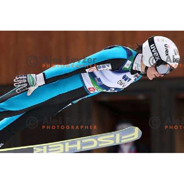 Anja Tepes of Slovenia during FIS Ski jumping World Cup Ladies competition in Ljubno, Slovenia on February 16, 2013 