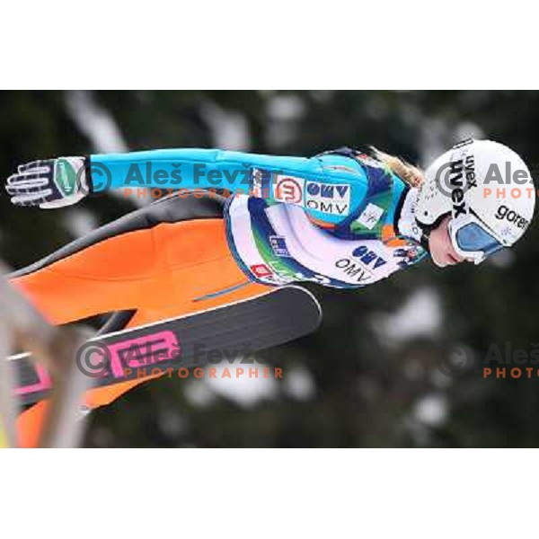 Spela Rogelj of Slovenia during FIS Ski jumping World Cup Ladies competition in Ljubno, Slovenia on February 16, 2013 