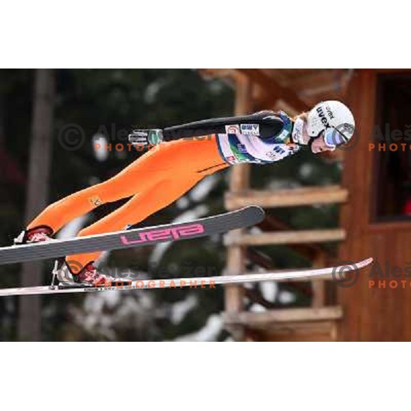 Katja Pozun of Slovenia during FIS Ski jumping World Cup Ladies competition in Ljubno, Slovenia on February 16, 2013 