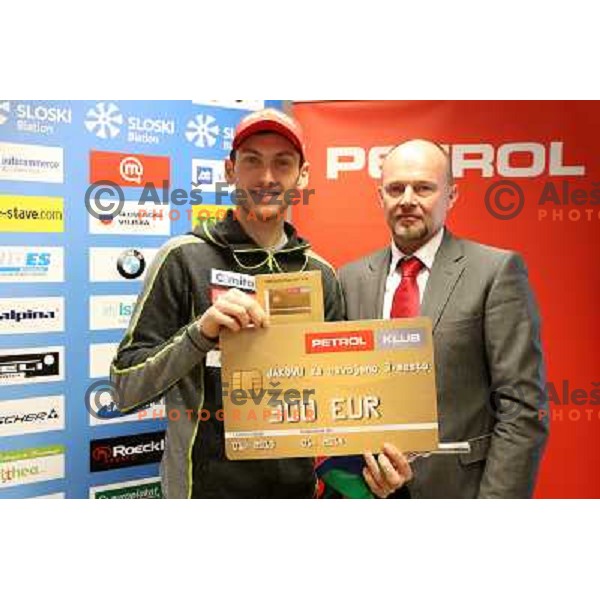 Jakov Fak and Rok Cuderman at press conference after World Biathlon Championships 2013 in Ljubljana,Slovenia on February 18, 2013 