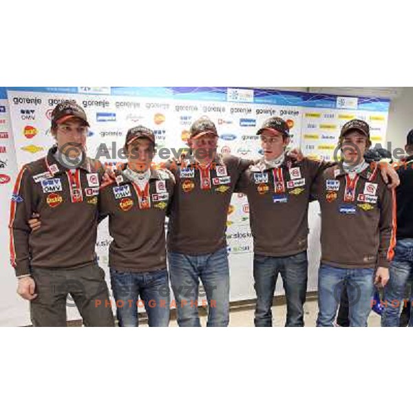 Slovenia Nordic Ski team at press conference in Ljubljana before departure to Nordic Ski World Championships 2013 in Val di Fiemme on February 18, 2013 