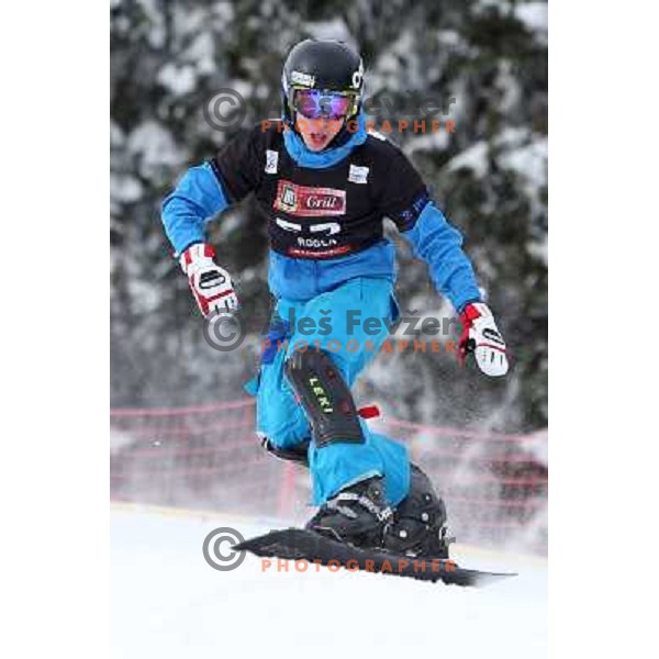 Jure Retuznik of Slovenia in action during FIS Snowboard World Cup in Parallel Giant Slalom at Rogla, Slovenia on February 8, 2013 