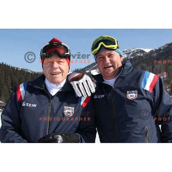 Tone Vogrinec and Boris Strel at Retro Ski fest at Krvavec Ski resort, Cerklje, Slovenia on March 3, 2012 