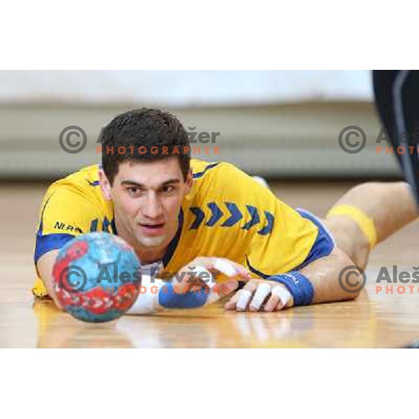 Filip Gavranovic of Cimos Koper in action during handball match Cimos Koper-Gorenje Velenje in round 8 of 1.NLB leasing league 2012/13, played in Bonifika Hall, Koper, Slovenia on October 27, 2012 
