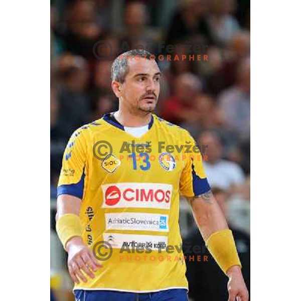 Milorad Krivokapic of Cimos Koper in action during handball match Cimos Koper-Gorenje Velenje in round 8 of 1.NLB leasing league 2012/13, played in Bonifika Hall, Koper, Slovenia on October 27, 2012 