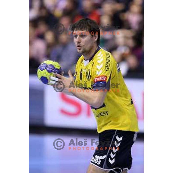 Marko Bezjak of RK Gorenje Velenje in action during handball match RK Gorenje Velenje-Targi Kielce in EHF Velux Champions league, played in Red Hall, Velenje, Slovenia on February 23, 2013 