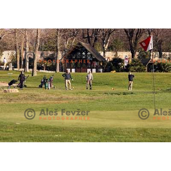playing pitch and putt ccourse at Grado golf course, Italy