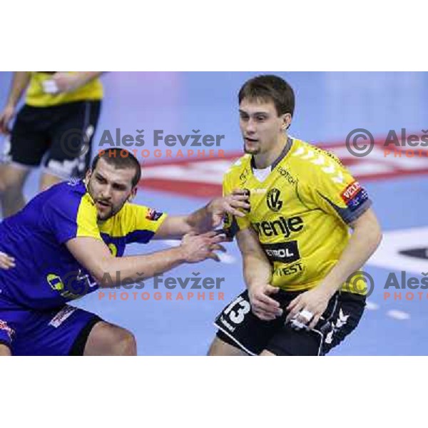 Darko Cingesar of RK Gorenje Velenje in action during handball match RK Gorenje Velenje-SK Vive Targi Kielce in EHF Velux Champions league, played in Red Hall, Velenje, Slovenia on February 23, 2013 
