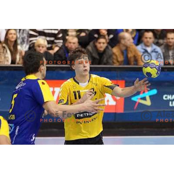 Jure Dolenec of RK Gorenje Velenje in action during handball match RK Gorenje Velenje-SK Vive Targi Kielce in EHF Velux Champions league, played in Red Hall, Velenje, Slovenia on February 23, 2013 