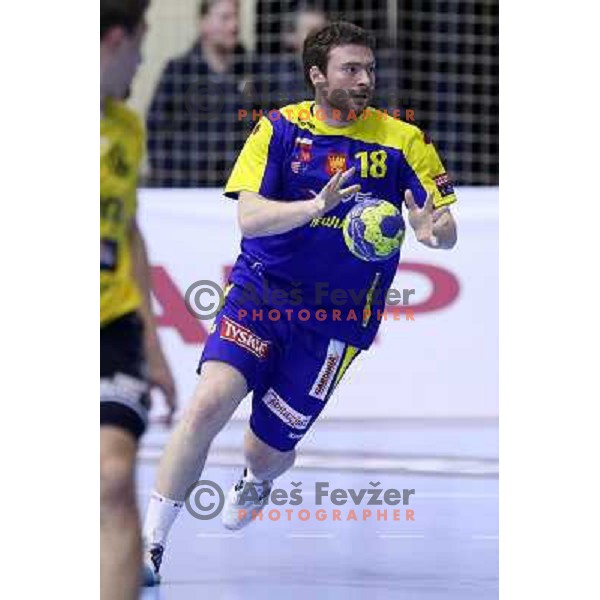 Rastko Stojkovic of KS Vive Targi Kielce in action during handball match RK Gorenje Velenje-SK Vive Targi Kielce in EHF Velux Champions league, played in Red Hall, Velenje, Slovenia on February 23, 2013 