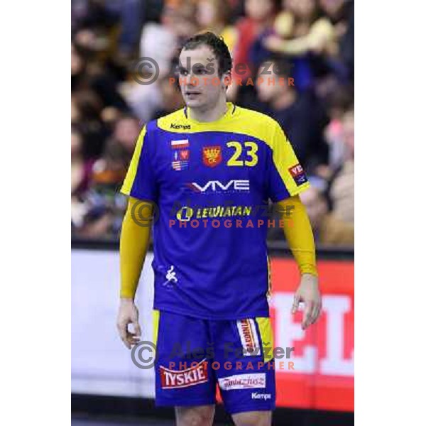 of KS Vive Targi Kielce in action during handball match RK Gorenje Velenje-SK Vive Targi Kielce in EHF Velux Champions league, played in Red Hall, Velenje, Slovenia on February 23, 2013 