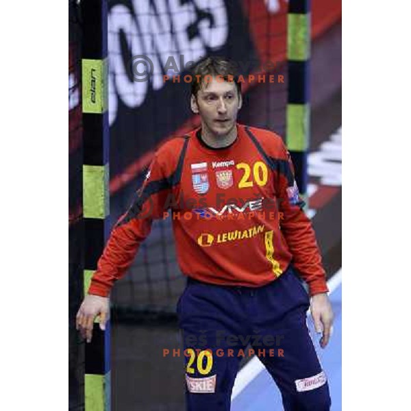 Venio Losert of KS Vive Targi Kielce in action during handball match RK Gorenje Velenje-SK Vive Targi Kielce in EHF Velux Champions league, played in Red Hall, Velenje, Slovenia on February 23, 2013 
