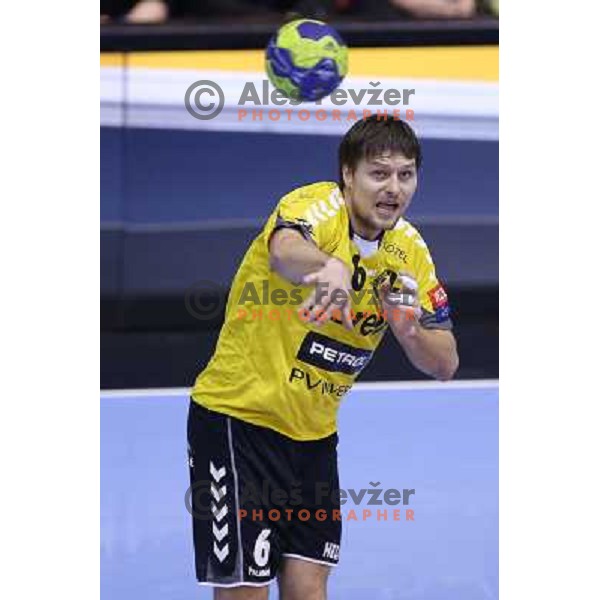 Marko Bezjak of RK Gorenje Velenje in action during handball match RK Gorenje Velenje-SK Vive Targi Kielce in EHF Velux Champions league, played in Red Hall, Velenje, Slovenia on February 23, 2013 